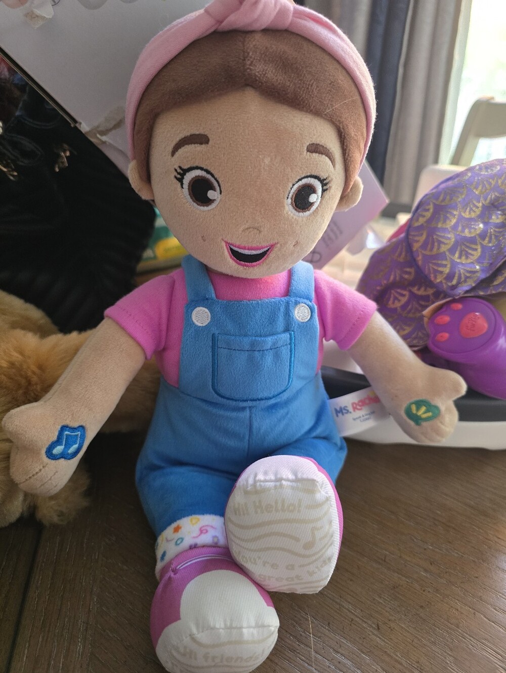 Ms Rachel Plush Doll in Pink Shirt and Blue Overalls - Soft Kids Toy